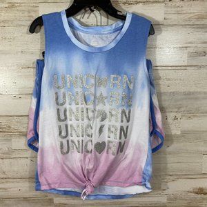 Girls Unicorn 2 piece shorts set Size M (7-8)